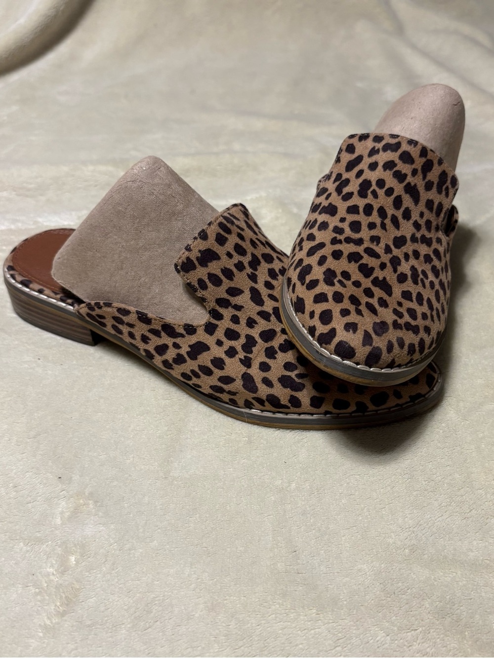 Indigo Leopard Print Slip-On Mules in Brown and Black - Picture 2 of 6